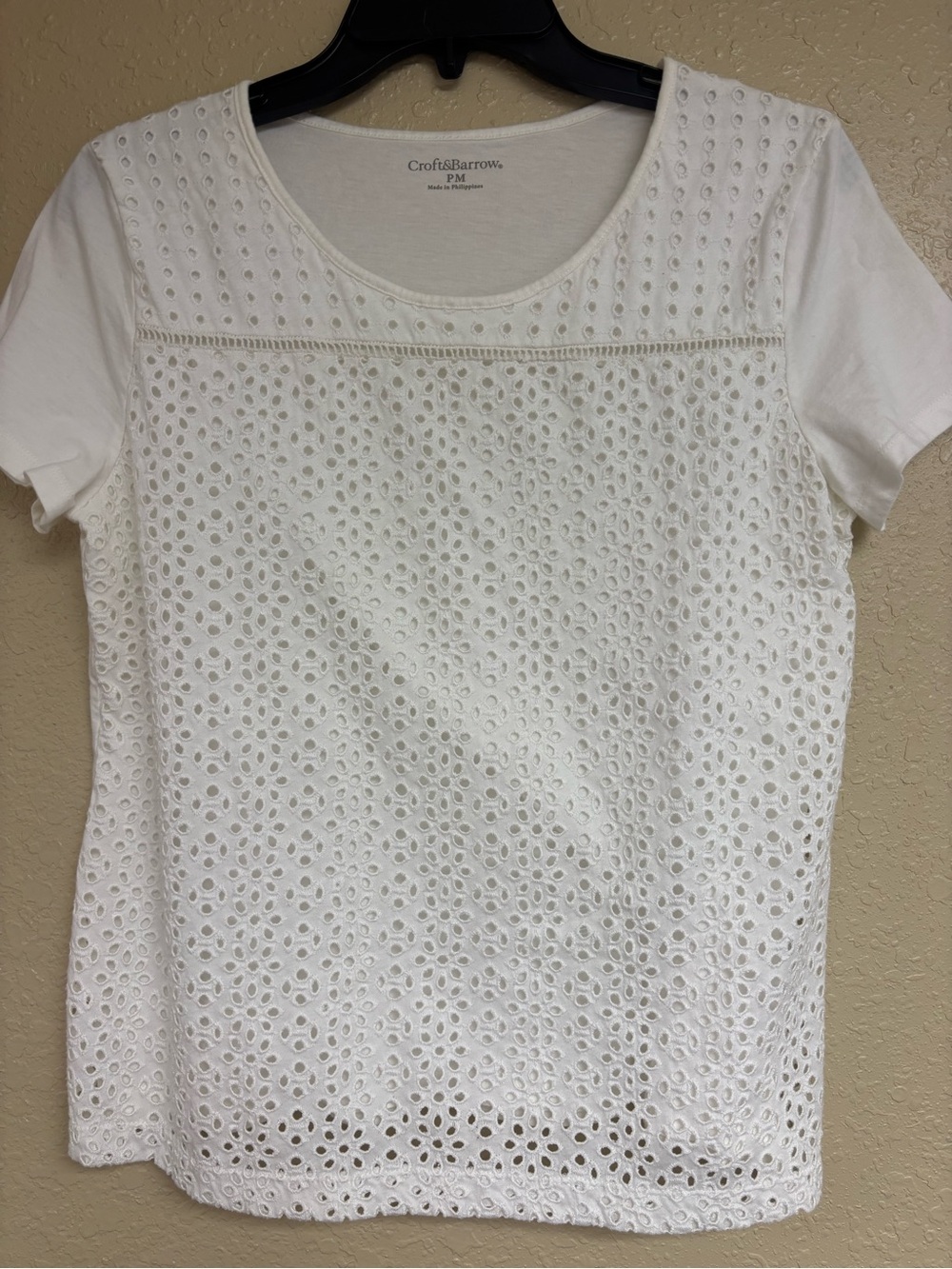 croft & barrow White Eyelet Short Sleeve Tee